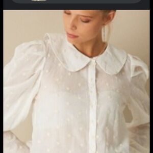 Zara White Polka Dot Blouse